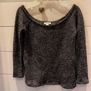 Silver, grey metallic off the shoulder top